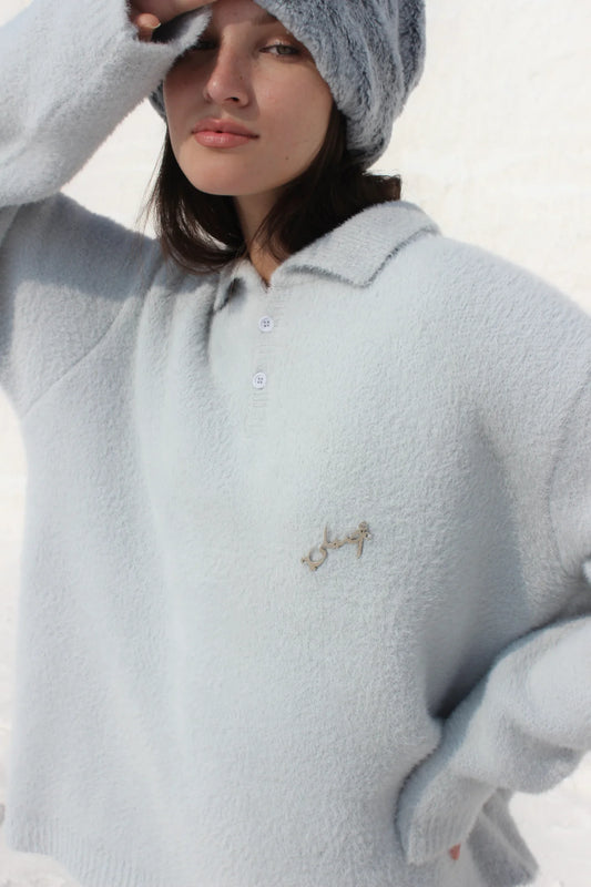 The Asili Ultimate Fur sweater in the color foggy grey