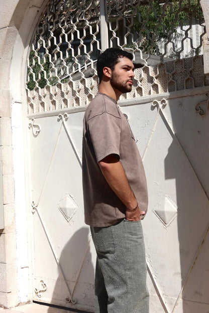 THE ASILI PATCH T-SHIRT IN COFFEE