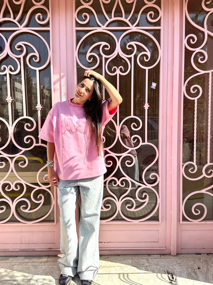 THE ASILI PATCH T-SHIRT IN BUBBLEGUM